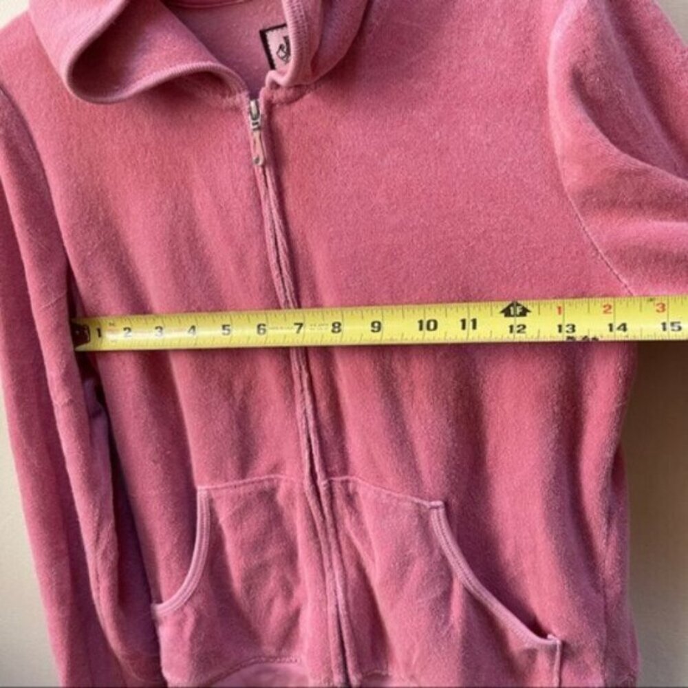 Juicy Couture Vintage Y2K Hoodie Jacket Barbie French Terry Pocket Logo Velour M - Picture 14 of 16